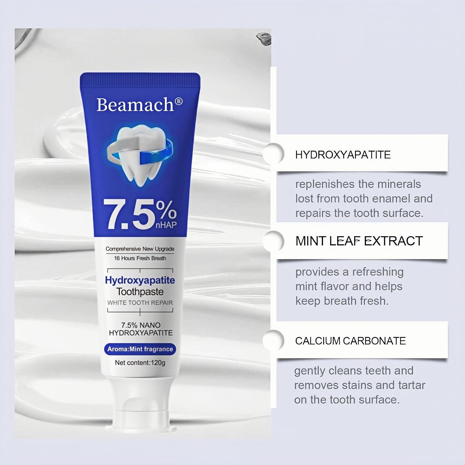 Beamach Hydroxyapatite Toothpaste 7.5% - Enamel Repair & Natural Whitening, Mint Flavor, Fluoride-Free, Gentle for Sensitive Teeth, 4.23oz Oral Hygiene Essentials