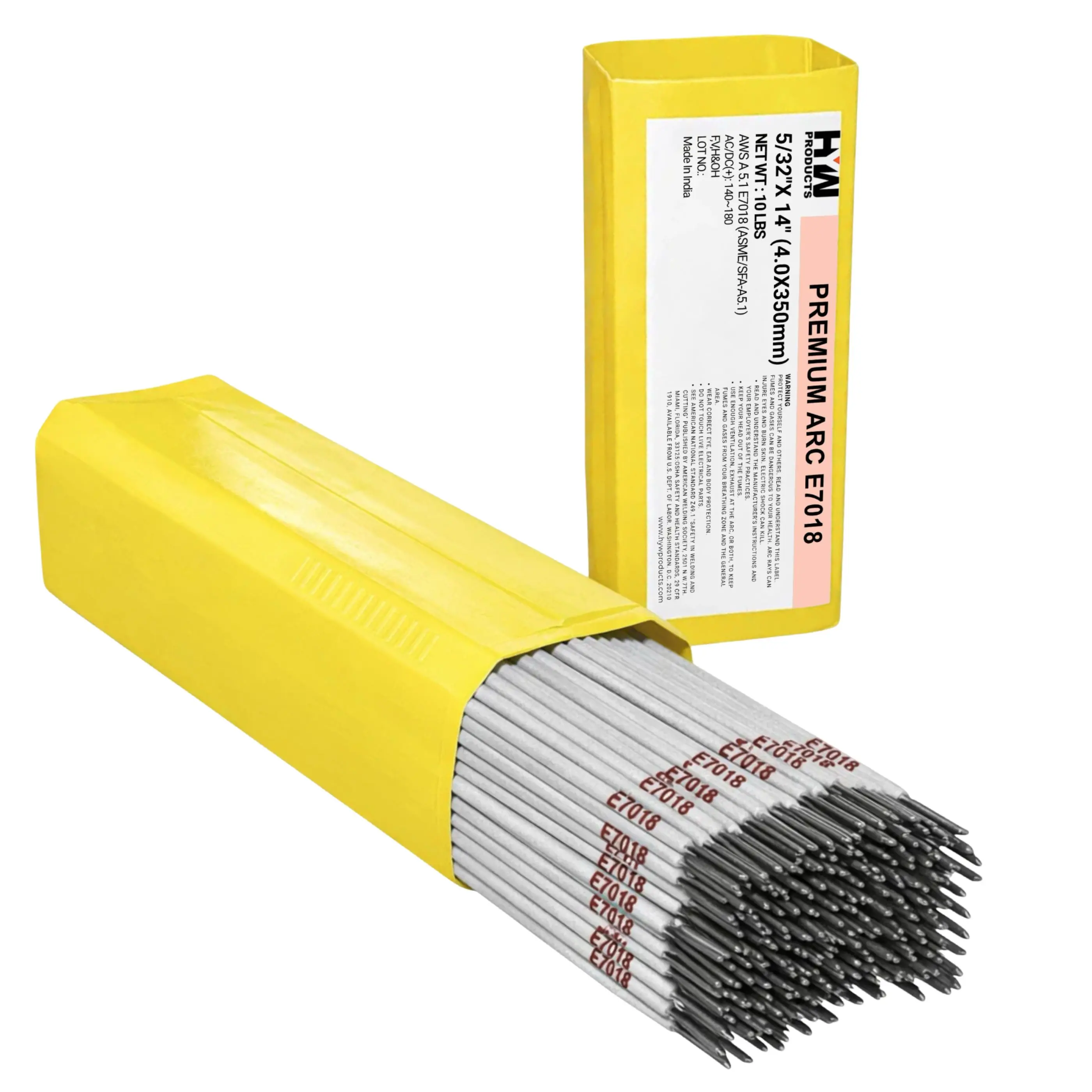 Premium E7018 Arc Stick Electrodes, 5/32in, 14in High-Tensile Steel Welding Rods, 10-lb Box, Clean Bead Performance