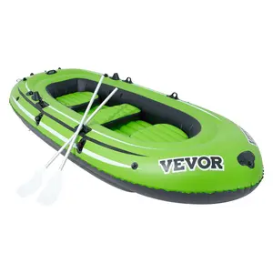 Father's Day Gift Spring new arrivals Inflatable Boat, 3-Person Inflatable Fishing Boat, Strong PVC Portable Boat Raft Kayak, 45.6" Aluminum Oars, High-Output Pump, Fishing Rod Holders, and 2 Seats, 1100 lb Capacity for Adults, Kids