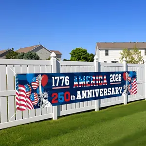 America 250th Anniversary Banner Flag 1776–2026 – 4th of July USA 250th Birthday Premium Banner with Grommets, Patriotic Outdoor & Indoor Yard Porch Decoration