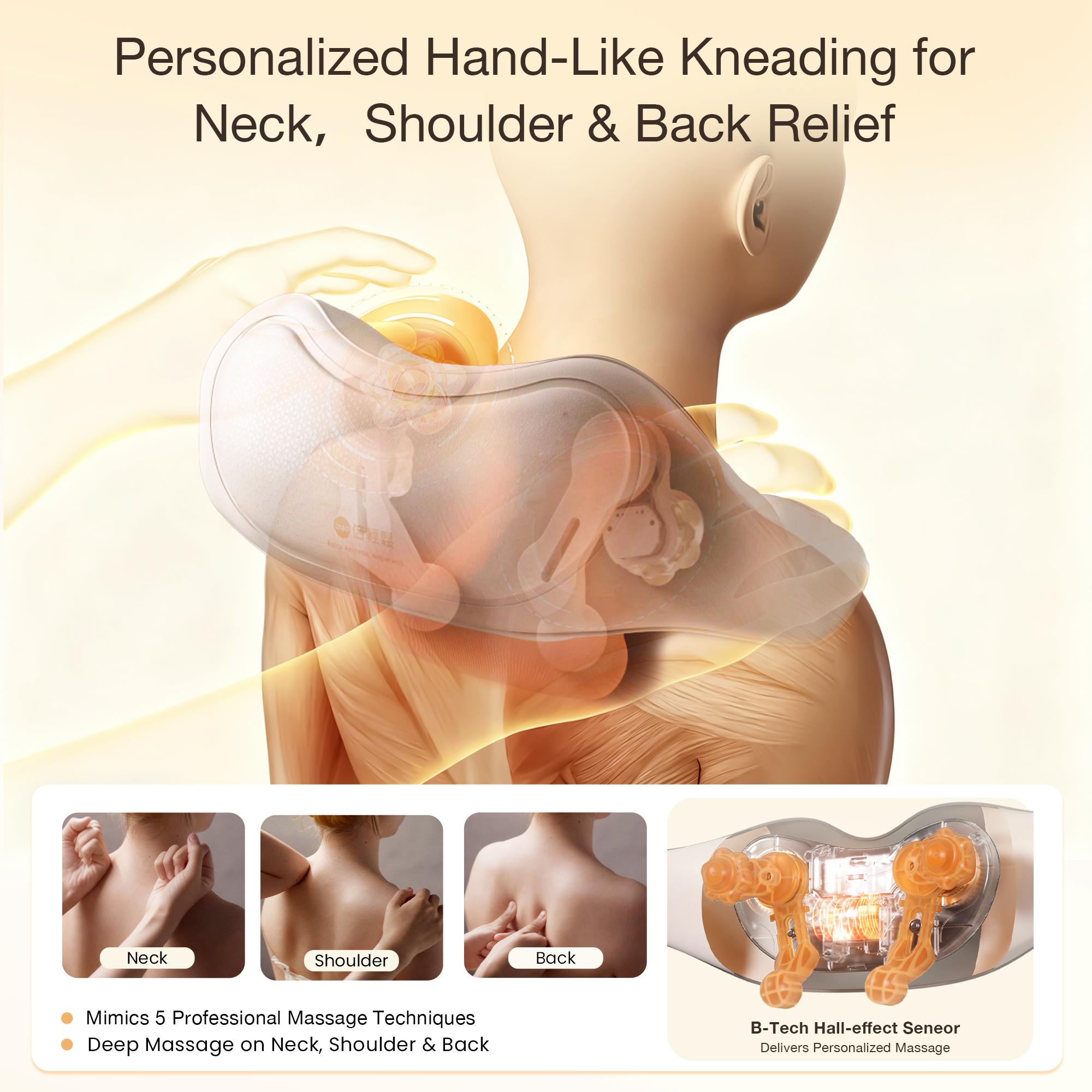 Breo N6 Mini Neck Massager with Heat - Plum-Blossom Rolling Massage for Neck & Shoulder Tension Relief - Cordless & Hands-Free for Home Office Travel