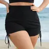 BloomChic Ruched Adjustable Drawstring Pocket Slim Swim Shorts 【M-6XL】