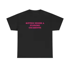 Kitten Needs A Cig Shirt - Unisex Cotton Tee, Funny Shirt, Cat Shirt
