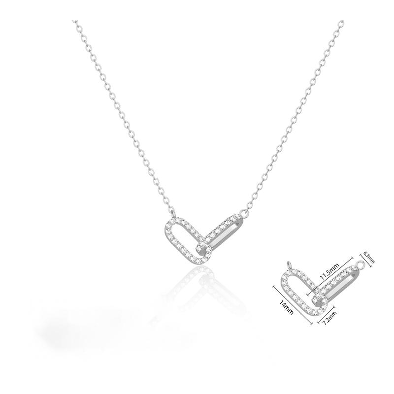 TEWIKY 925 Silver-Plated Zircon Cross Oval Necklace, Elegant Design Valentine's Day Gift, Suitable for Various Occasions