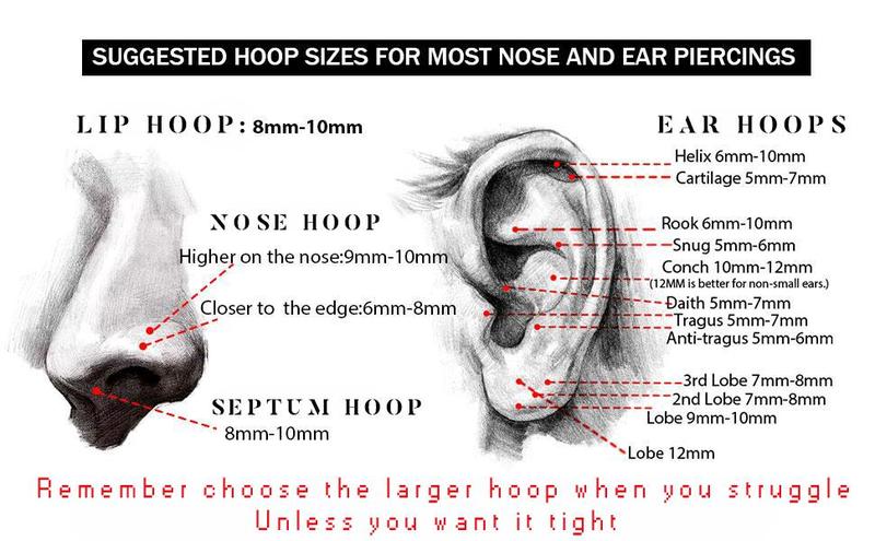 Jstyle G23 Titanium Nose Ring Hoops Septum Click Ring for Helix Tragus Cartilage Earrings Piercing Jewelry for Women Men