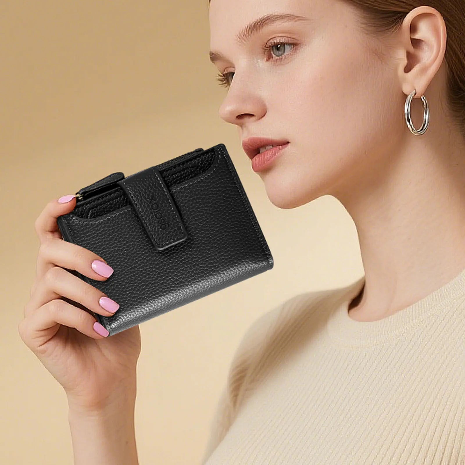 GSOIAX Luxury-Feel Small Wallet for Women RFID Blocking Slim Leather Bifold with 16+ Card Slots Zipper Coin Pocket Minimalist Design Rfid Coin Purse
