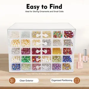 120 Grids Transparent Plastic Storage Box, Acrylic Organizer Box, 5-Layer Drawer, Nail Charm, Beads,  Organizer Craft Storage