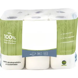 Bamboo Toilet Tissue, Tree Free, 100% Biodegradable, Sustainable, Renewable and FSC Certified 3-ply Toilet Paper, 220 Sheets, 12 Rolls, Pack of 1