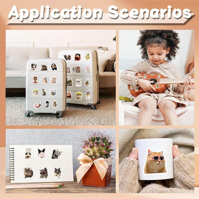 100 Pcs Funny Cat Stickers Cute Cat Meme Stickers for Adults Kitty Vinyl Waterproof Stickers for Water Bottles Laptops Phone Luggage Guitar