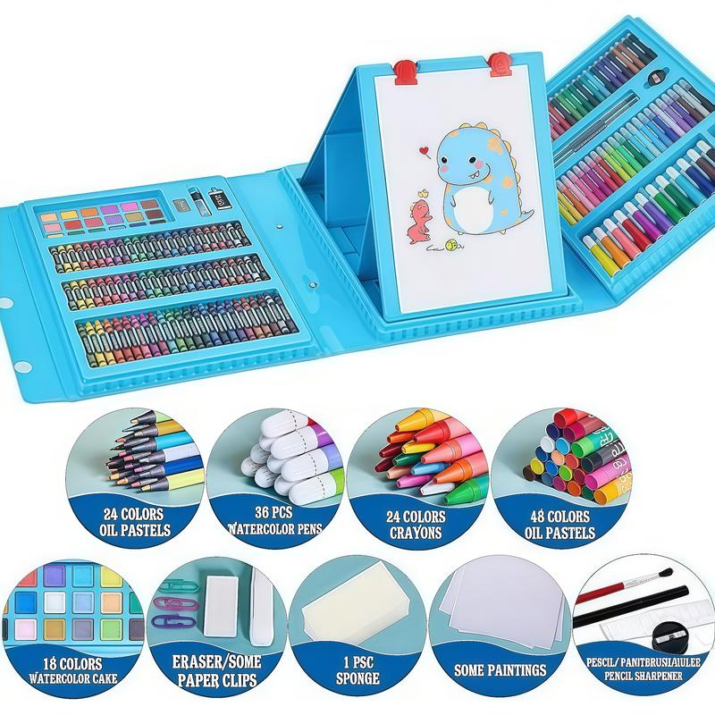 208-Piece Drawing Art Kit, Gifts for Kids Girls Boys Teens, Art Set Crafts Case with Double Sided Trifold Easel, Includes Sketch Pads, Crayons, Colored Pencils