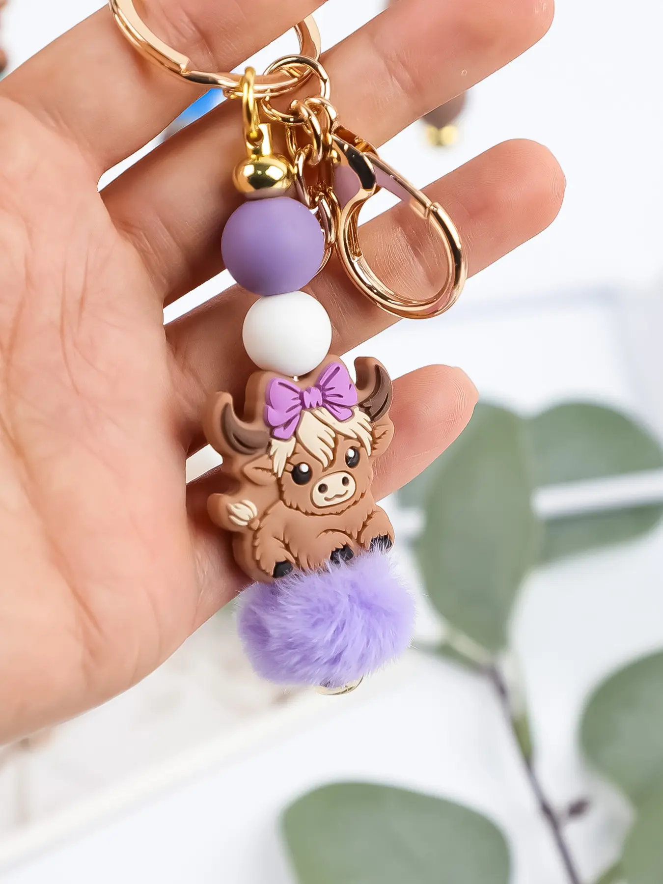 Boho Style Mini Beaded Keychain, Macaron Color Floral Pattern Card Holder, Cute Farmhouse Design, Perfect Gift for Friends and Family