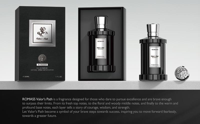 Romass Valor's Path Eau de Parfum 3.4oz/100ml | Deep Black Bottle | Long-Lasting Smoky Woody Fragrance | Notes of Birch, Leather and Incense