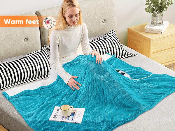 Greenoak Heated Blanket Electric Throw 50"X60", Heating Blanket with 10 Heat Levels 8 Hours Auto-Off,Fleece Soft Christmas Blanket,Gifts for Grandma Seniors Mom