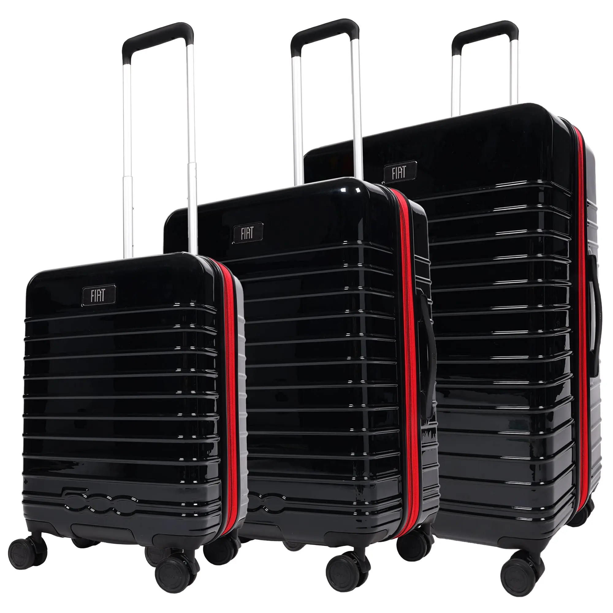 Fiat 500 x FUL 3-Piece Expandable Hardside Spinner Luggage Set – 22", 26.5", 31.5", Black