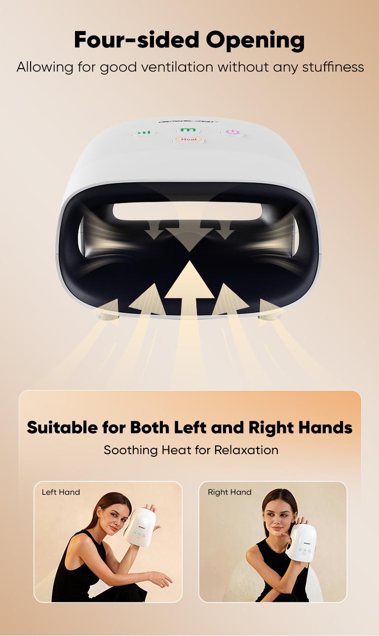 CINCOM Portable Hand Massager, Cordless, Advanced Airwave Technology, Customized Mode & Heating Function, Long-Lasting Battery Life, Auto-Off Feature, Perfect for Daily Relaxation, Comfort, White, Ideal Gift for Christmas & Birthday,dorm essentials,sohoch
