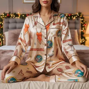 Showgirl Satin Pajamas Set, Girls Night Sleepover Outfit, Bachelorette Party Gift, Music Lovers Pajamas, Matching Pajamas for Best Friends