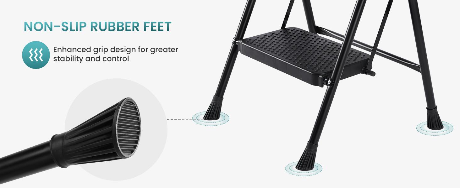 【Deal】Sweet Furniture S - Step Ladder, Foldable Stool with Wide Pedal, Cushioned Handle, 800lbs Capacity for Home Kitchen and Outdoor, Black