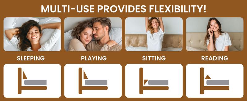 Shilucheng Wedge Triangle Pillow for Bed Gap Filler Triangular Foam Support Cushion for Headboard Multifunctional Backrest for Reading Sleeping with Side Pocket