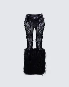 Zumi Black Fishnet Sequin Pants