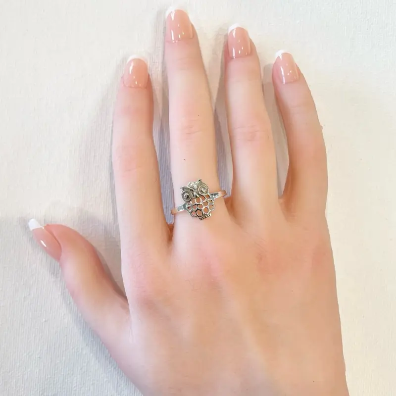 Sterling Silver 925 Owl Dainty Ring Birds Jewelry
