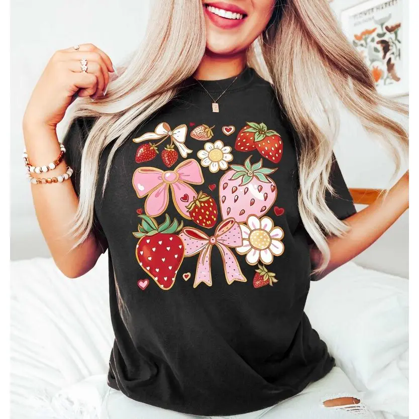 Summer Strawberry Shirt, Retro Strawberry Tshirt, Summer Trendy Shirt, Gift For Summer, Summer Women Shirt, Strawberry Lover Shirt cottont obersized goosebumps fathers day
