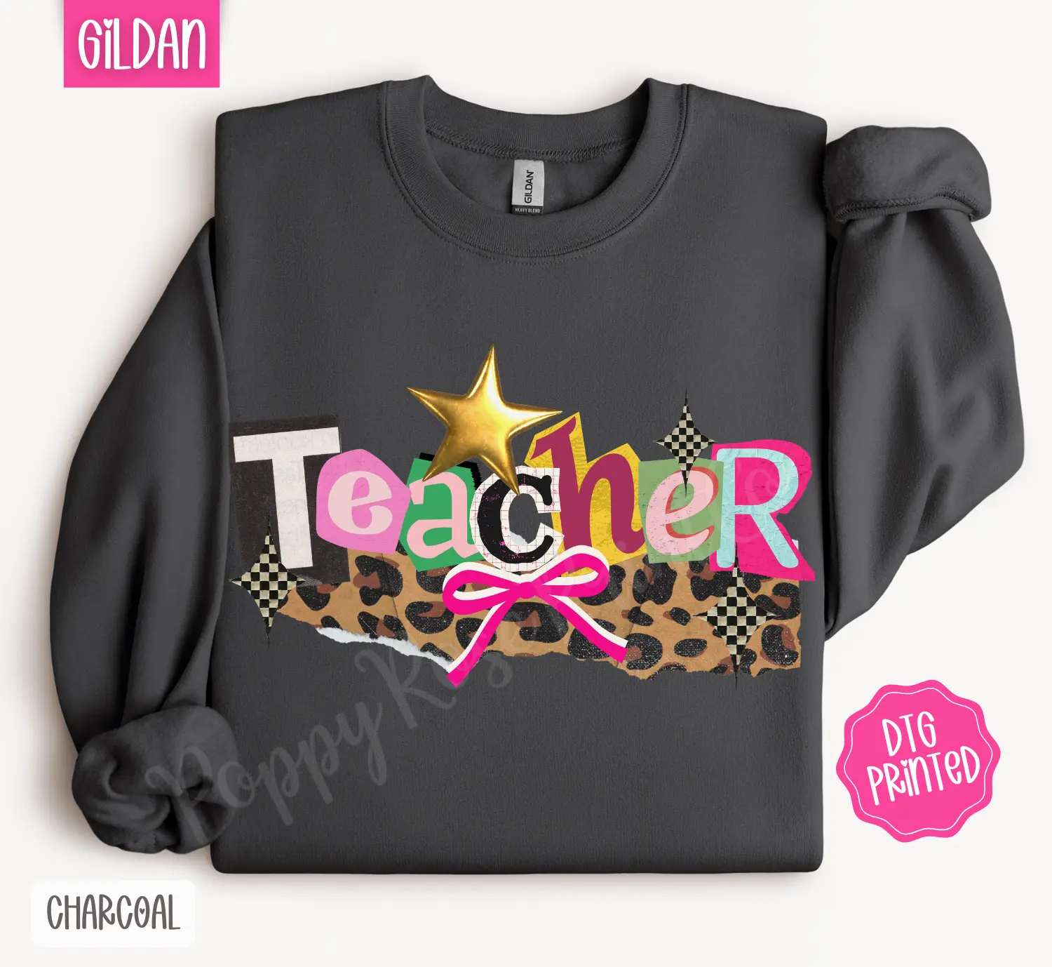Retro Teacher Sweatshirt, Trendy Women's Crewneck