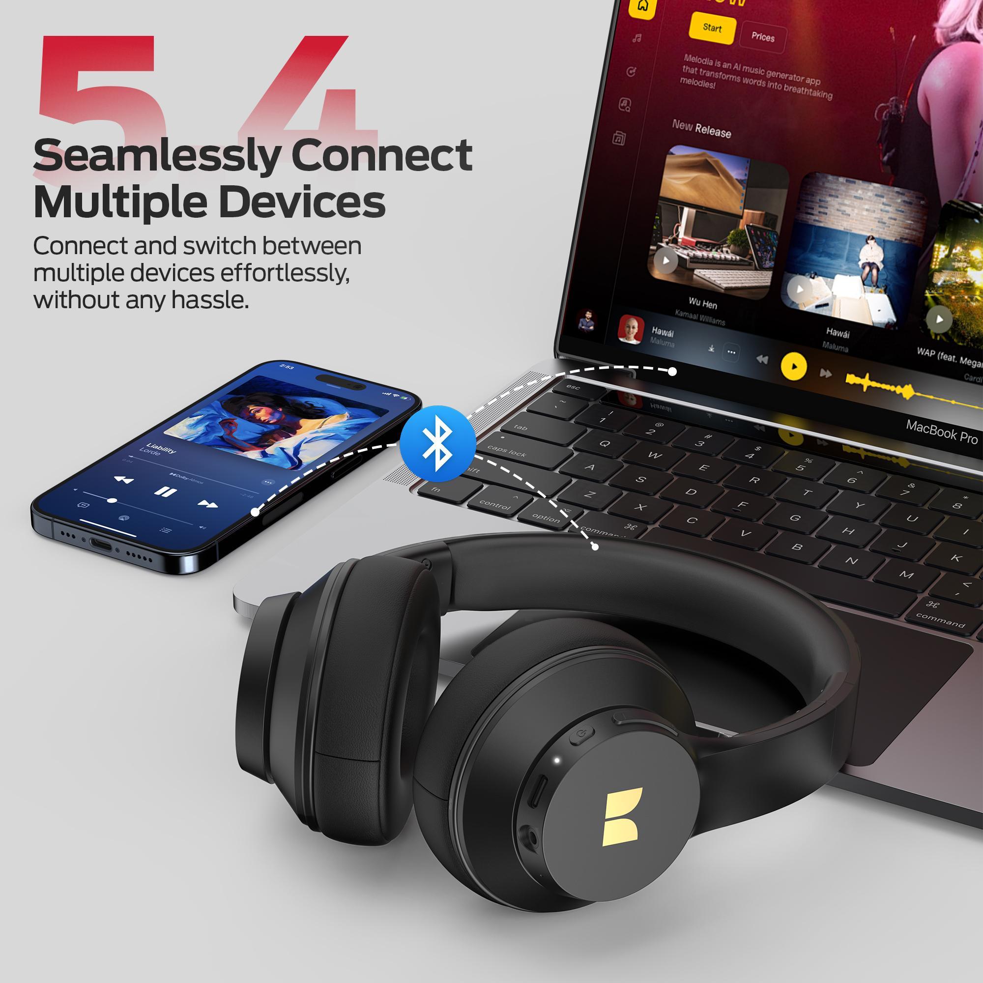 Monster Bluetooth Headphones Combo Set – Mission 100 Over-Ear Wireless Headphones with Deep Bass, Clear Sound & Noise Cancelling Mic + Monster Wireless Earbuds 100H Playtime, Bluetooth 6.0, IPX5 Waterproof, Foldable, Ideal for Travel, Work & Sports