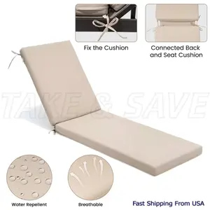 72" Soft Sponge Chaise Lounge Chair Cushion w/ Waterproof and Washable Cover / 72" x 21" x 3"