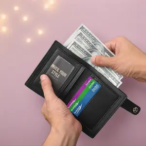 Gothic Punk Skull Cross Chain  Jesus Gifts Punk Skull Gothic  Halloween Goth Accessories Unisex Black Compact Money Pocket Men's  dad Minimalist Wallet