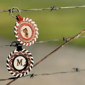 Custom Leather Cowhide Initial Keychain | Western Handcrafted Key Ring | Personalized Ranch Style Gift