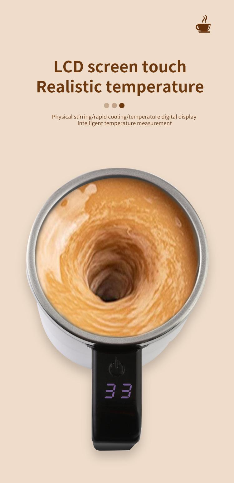 Smart Auto Stirring Mug USB Rechargeable 304 Stainless Steel Temperature Display Self Stirring Coffee Milk Cup for Home Kitchen