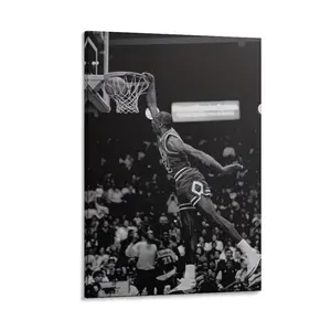 NBA Basketball Star Black and White Slam Dunk Action Canvas Poster - Suitable for living room, office, cafe, and bar decoration - Perfect gift for sports fans, basketball room decor, popular poster, high-quality print