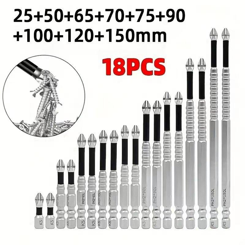 18/15pcs K5 Anti-Slip Impact-Resistant Threaded Bits Set Metal Surface Recommendation,  Home Decor Use, Screwdriver Set|Hexagonal Head Style|Metal Surface Compatible, Screwdriver Set, Magnetic Screwdriver Set, Magnetic Screwdriver Bit, Magnetic Bit Set