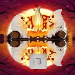 Campfire Flame Halloween Nightlight,Ghost Flickering Night Light,Ghost Campfire Nightlight.