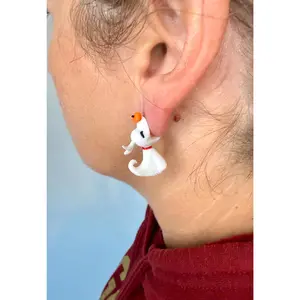 Zero Ghost Dog Earrings | 3D Printed Halloween Jewelry | Cute Ghost Earrings | Spooky Chomper Earrings | Nightmare Style Gift