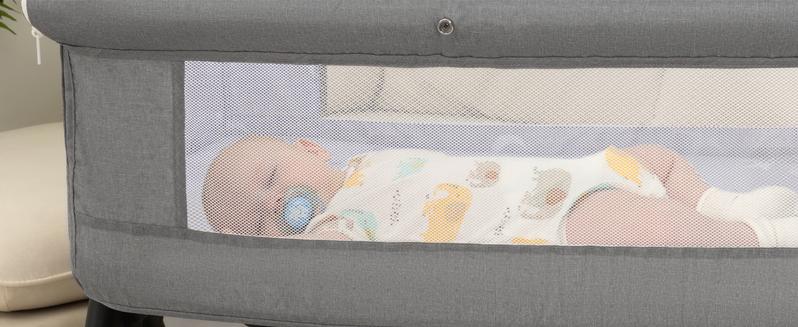 Baby Bassinet,  Crib for Infant and Newborn, Bedside Sleeper with Storage Basket and Mosquito Net, Easy to Fold, Height Adjustable, Portable Side Bed Crib portable