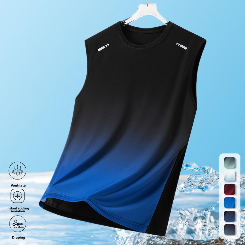 Clean Gent 4/1 Men’s Ultra-Thin Loose Fit Summer Tank Top with Fashion Gradient Print and Crew Neck, Breathable Sports Vest for Outdoor Running and Activities Clean Gent 4/1 Men’s Ultra-Thin Loose Fit Summer Tank Top with Fashion Gradient Print and Crew Neck, Breathable Sports Vest for Outdoor Running and Activities