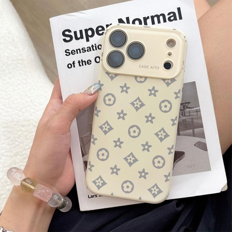 Vintage print Dopamine Ins Style Solid Color Phone Case with Ultra Skin friendly Touch, All Inclusive Lens Phone Case Suitable for Apple 17 16 15 14 13 12