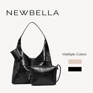 NEWBELLA Kara 2 PCS Set Hobo Bags in PU Leather Top Handle Tote with Magnetic Closure Casual Daily Use Two Colors New Arrivals,FallFreshness
