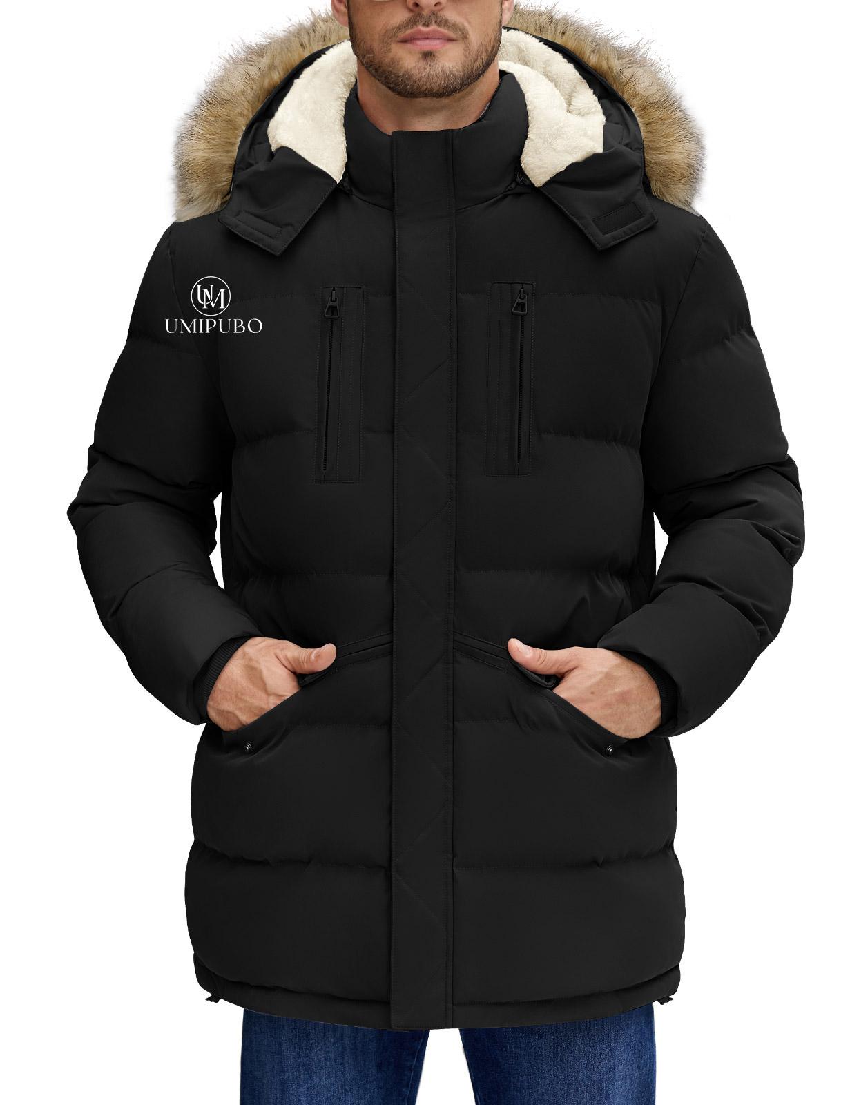 UMIPUBO Men's Winter Warm Jacket Long Puffy Thicken Padded Coat Fleece Windproof Parka Outerwear with Detachable Hood UMIPUBO Men's Winter Warm Jacket Long Puffy Thicken Padded Coat Fleece Windproof Parka Outerwear with Detachable Hood