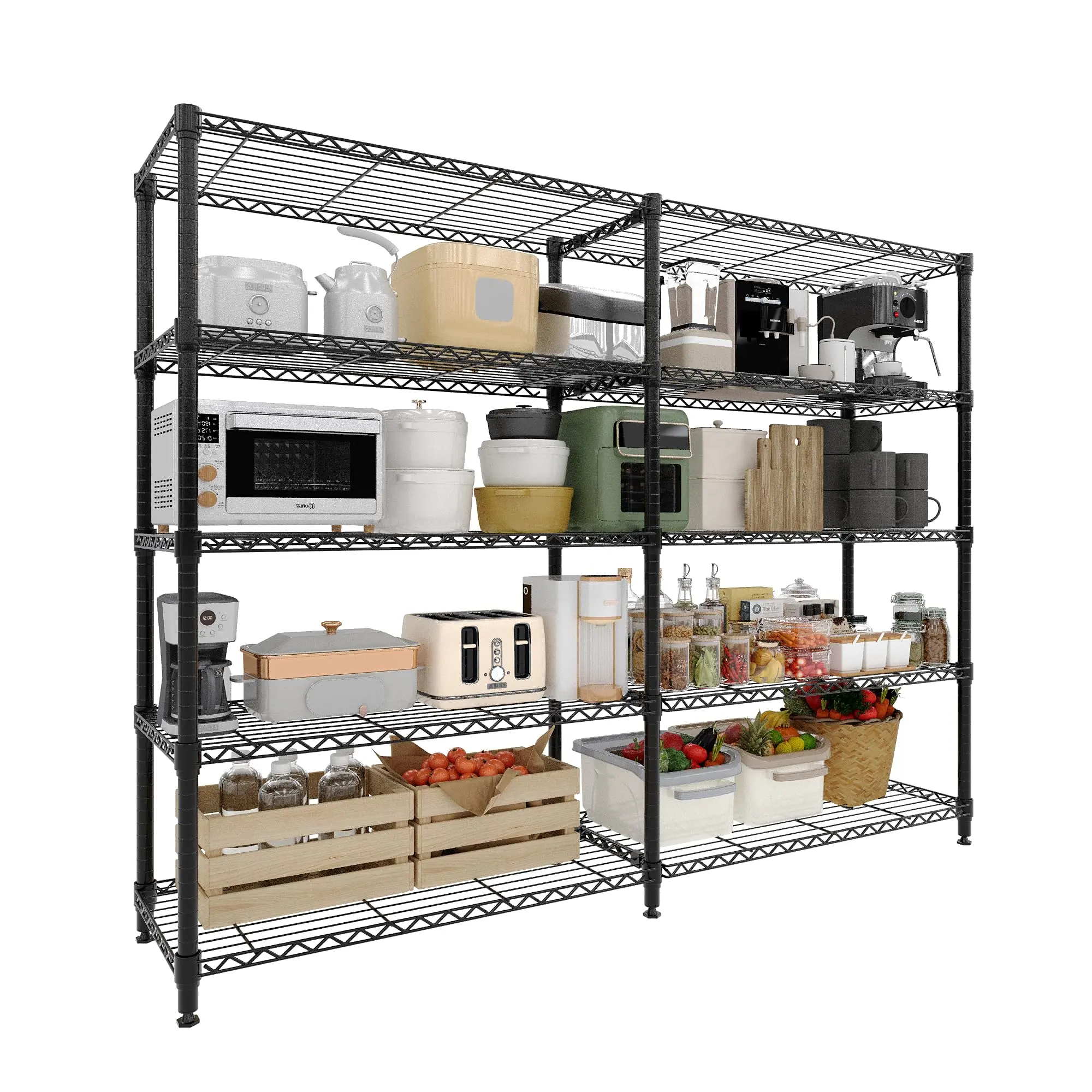 Garvee Upgraded-4-Tier Metal Storage Shelf, Heavy Duty Reinforced Steel Wire Unit, Adjustable Commercial Food Service Rack, Freestanding Structure, 1060 lbs Max Capacity, ideal for Warehouse, Garage, Pantry, Kitchen Organization