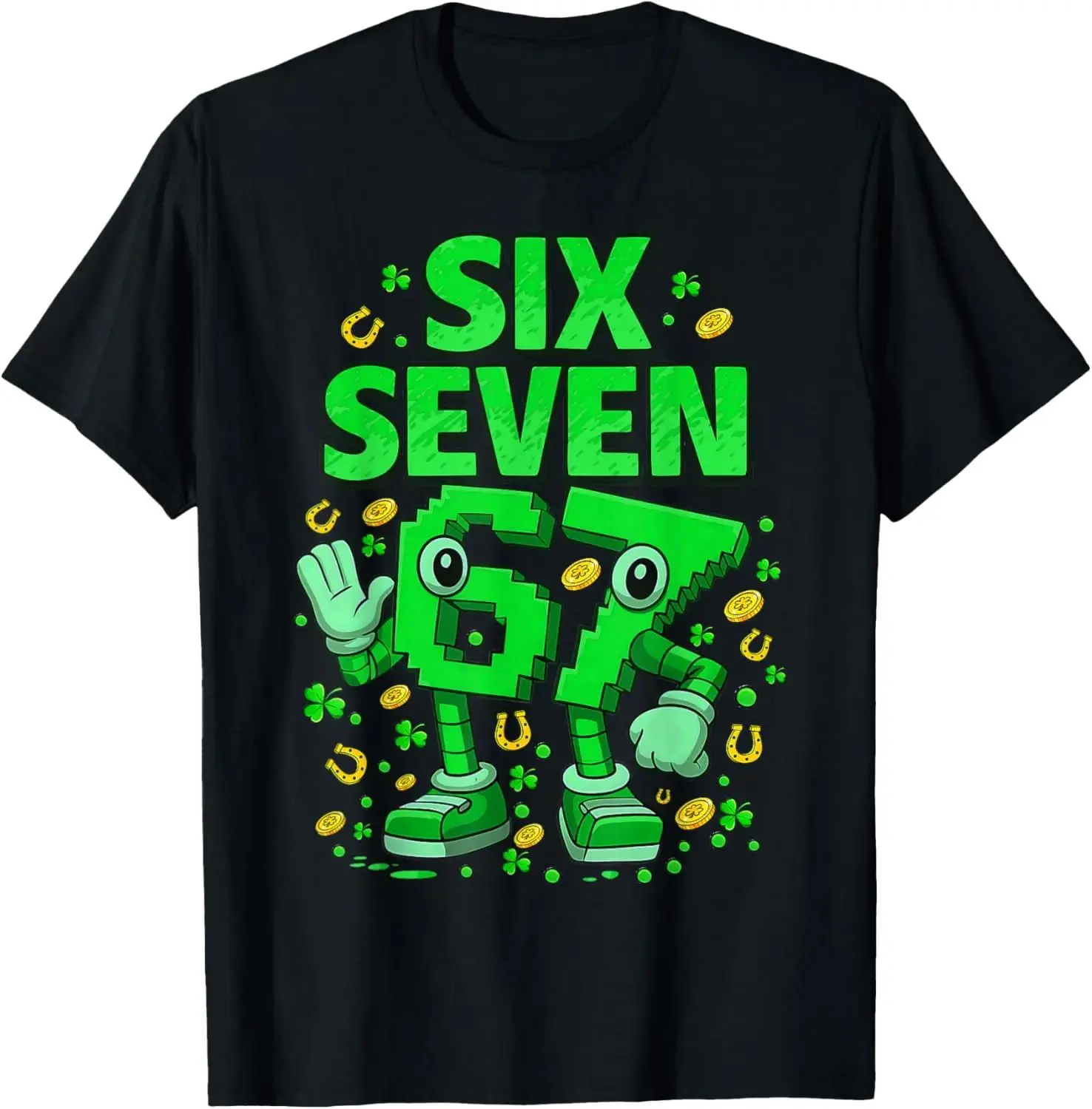 Cotton Six Seven Bruh St Patricks Day 67 Meme 67 Brainrot Youth Kid TShirt