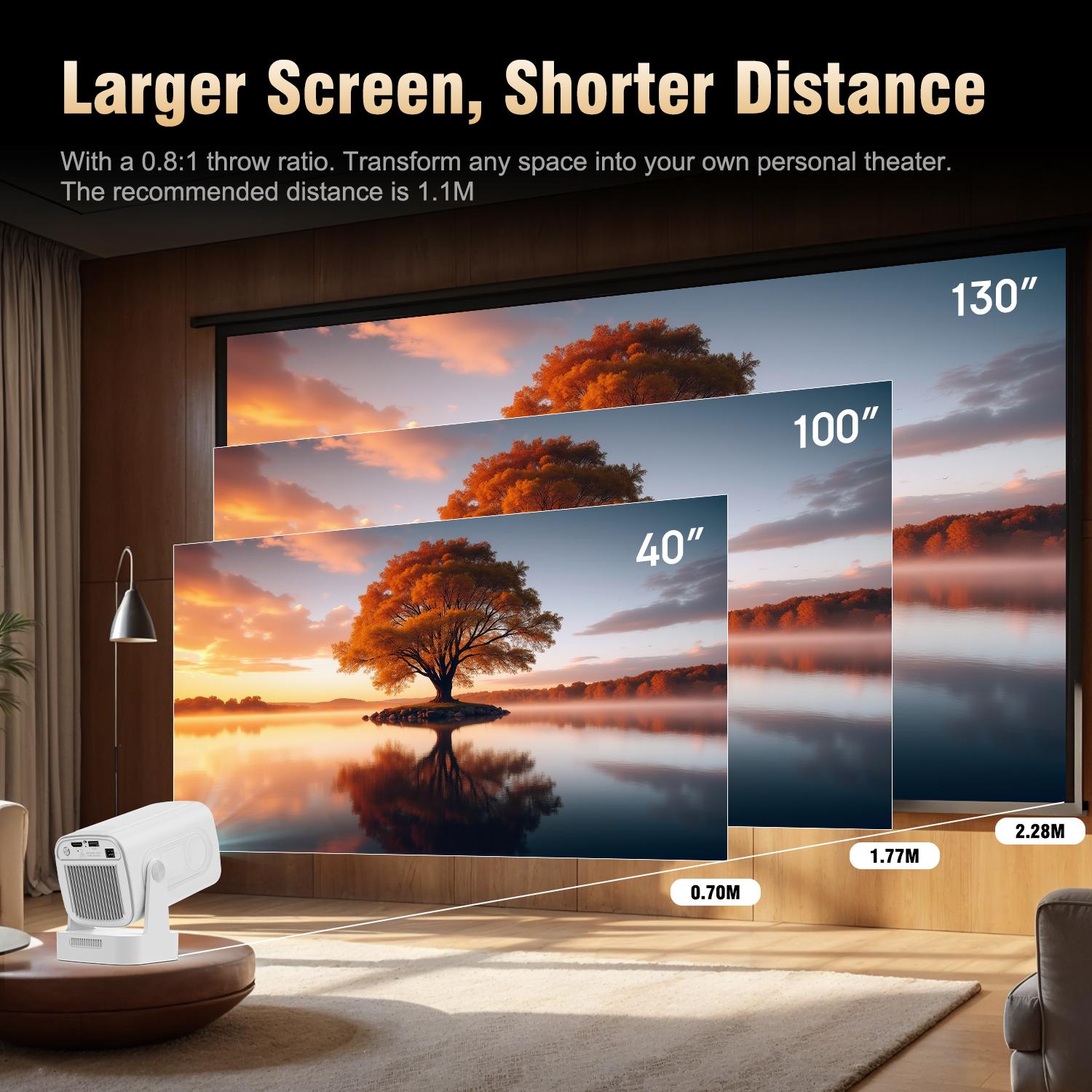[US warehouse] Magcubic HY310 Portable Projector Auto Focus 330ANSI Native 1080P Android 11 BT5.4 WIFI6 4K Videosource Supported  Smart Flexible Rotating 60Hz Reflash Home Cinema Mini Projector 130"Screen Built-in Speaker Allwinner H713