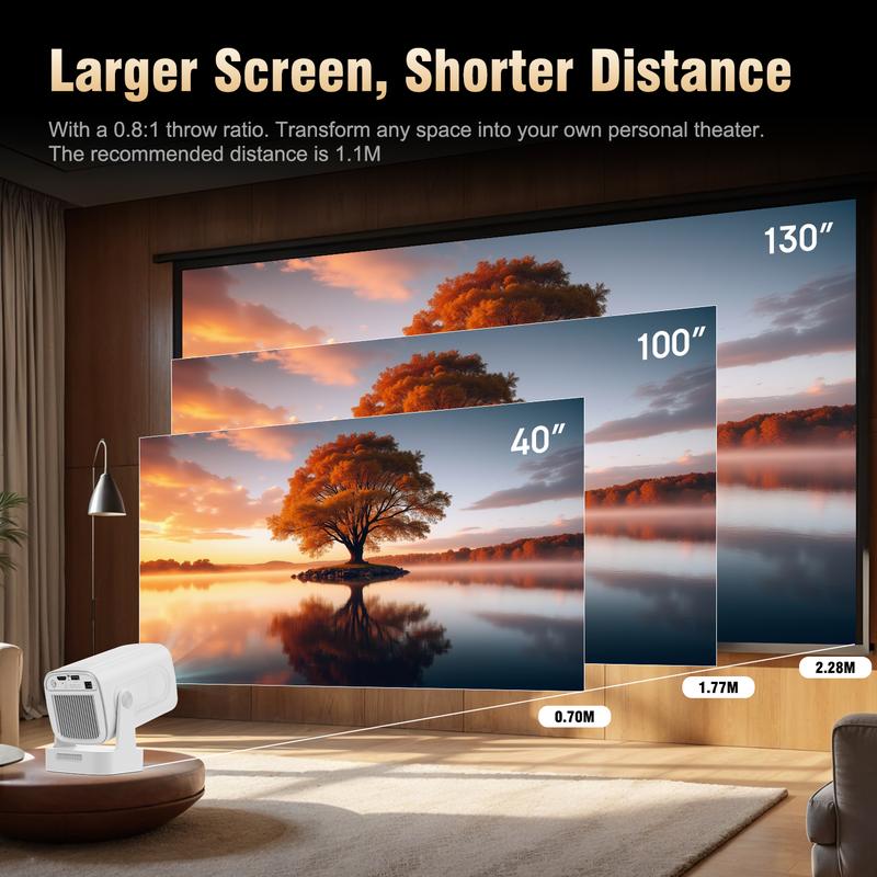 [US warehouse] Magcubic HY310 Portable Projector Auto Focus 330ANSI Native 1080P Android 11 BT5.4 WIFI6 4K Videosource Supported  Smart Flexible Rotating 60Hz Reflash Home Cinema Mini Projector 130"Screen Built-in Speaker Allwinner H713