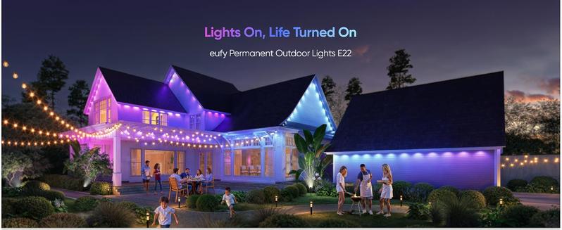 【Special Bundle】eufy Permanent Outdoor Lights E22, 100ft with 60 Triple-LED Lights, Smart RGBWW for Christmas, Daily and Holiday, IP67 Waterproof, AI Lighting Themes for Christmas Decorations, Links with Cameras Dimmable Customization