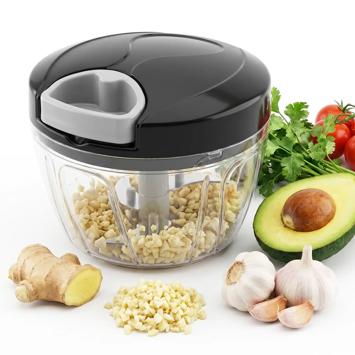 Manual Vegetable Cutter Household Kitchen Machine - Multifunctional Kitchen Appliances, 500ml Cordless Lightweight Pull-String Onion Dicer, 3.74in Bag-Ready Portable RV Salad Chopper, Metal-Plastic Garlic Mincer (Black) for Cooking Made Easy, Awesome Gift