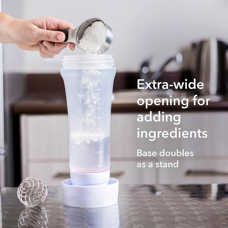 Pancake Batter Dispenser 2-in-1 Mixer Bottle with Stainless Steel Whisk Ball Easy-Pour Silicone Spout Reusable Kitchen Utensils for Pancakes Waffles Crepes and More - Smooth