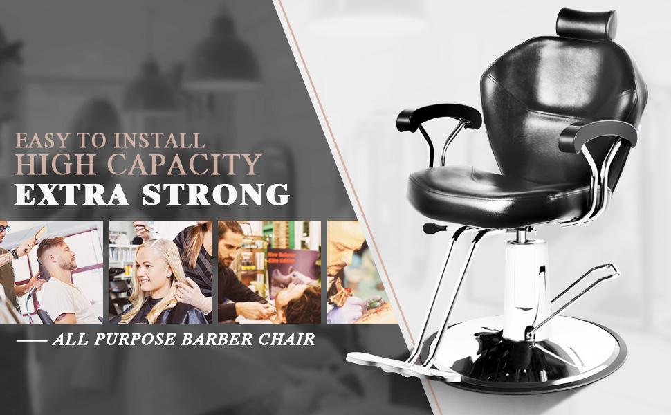Barber Chair for Barbershop, Salon Chair, Adjustable Height & Footrest