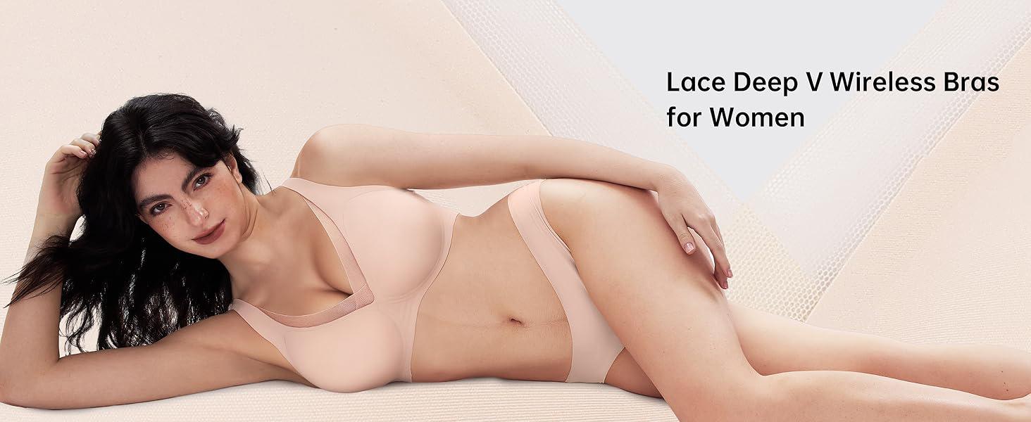 OEAK Deep V Mesh Wireless Bras for Women No Underwear Seamless Push Up Comfortable Tshirt Bralettes Everyday Bra OEAK Deep V Mesh Wireless Bras for Women No Underwear Seamless Push Up Comfortable Tshirt Bralettes Everyday Bra