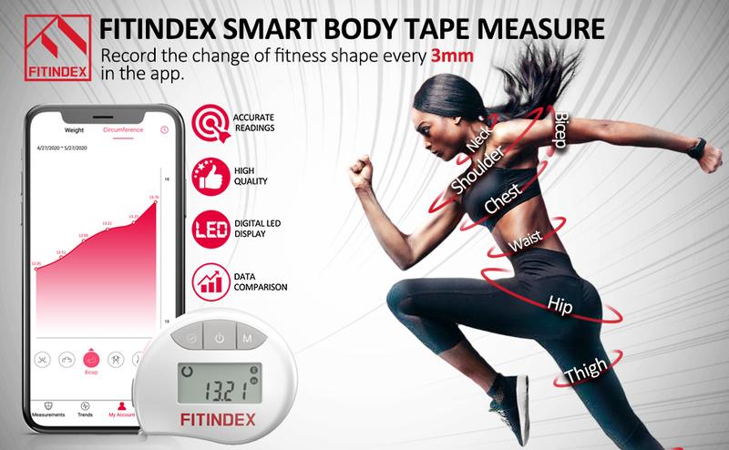 FITINDEX 2-in-1 Body Analysis Kit, Smart Bluetooth Body Scale & Tape Measure - Sync with App for Weight, BMI, Fat%, 12 Body Metrics, Muscle Gain Tracking & Health Reports, Body Composition Analysis